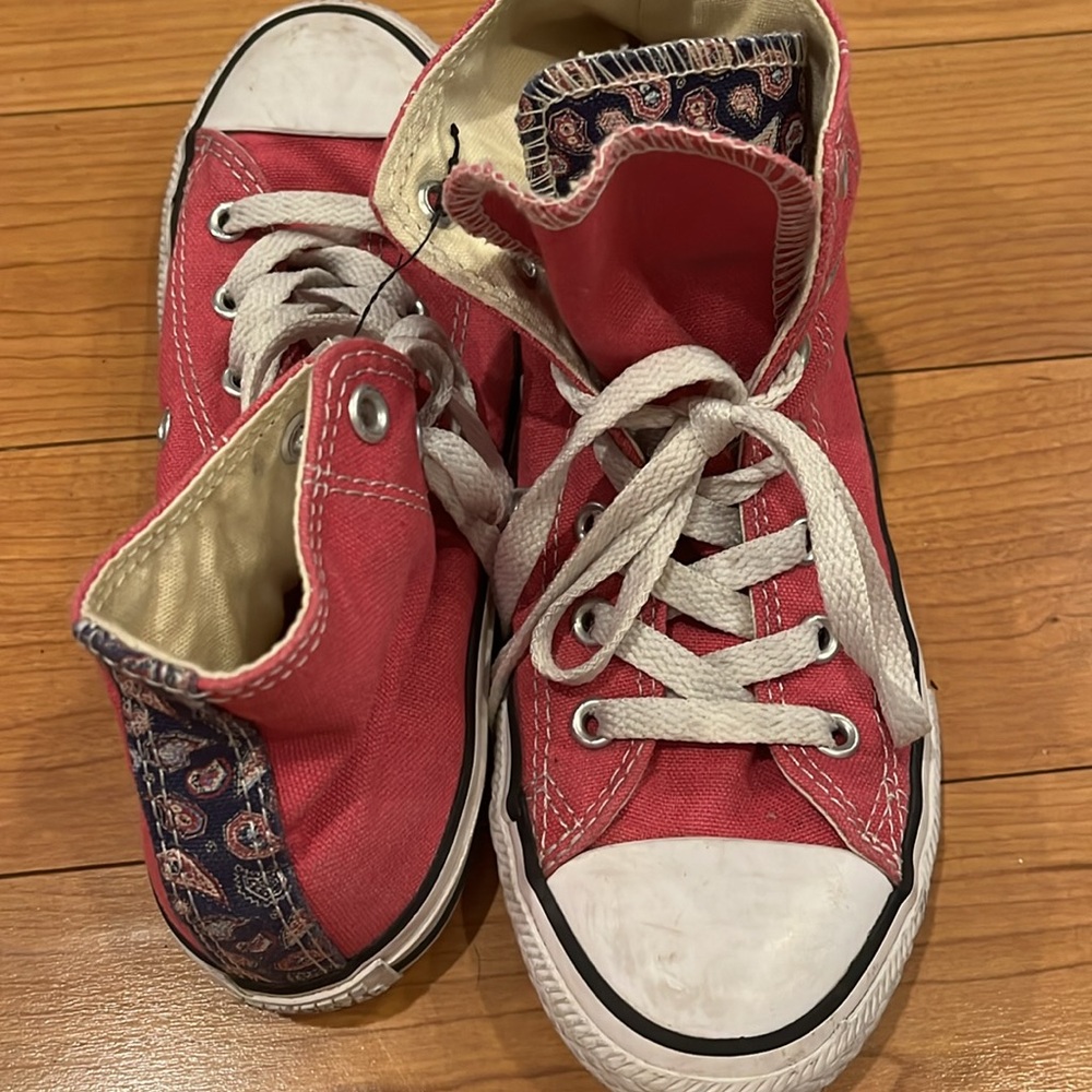 3/$20 Converse, All star high tops dark pink with navy paisley pattern